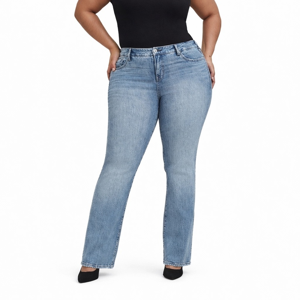 NWT Torrid 24T Slim Boot mid rise Jean Medium Wash tall long 0635 distressed